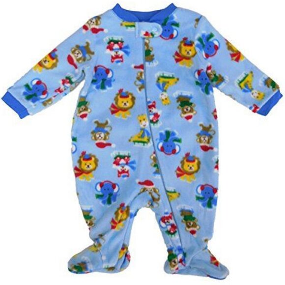 Winter Fleece Footed Pajama Sleeper Infants Baby Christmas Animals 0-3m NEW - Picture 1 of 1